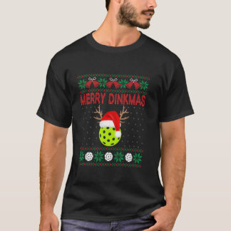 Rolig Glad Dinkmas Ren Santa Jul Pickleball T Shirt