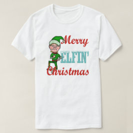 Rolig glad Elfin humor för julhelgdagälva T-shirt