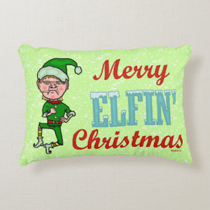 Rolig glad Elfin julBah Humbug Prydnadskudde