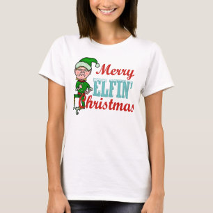 Rolig glad Elfin julvits Tee Shirt