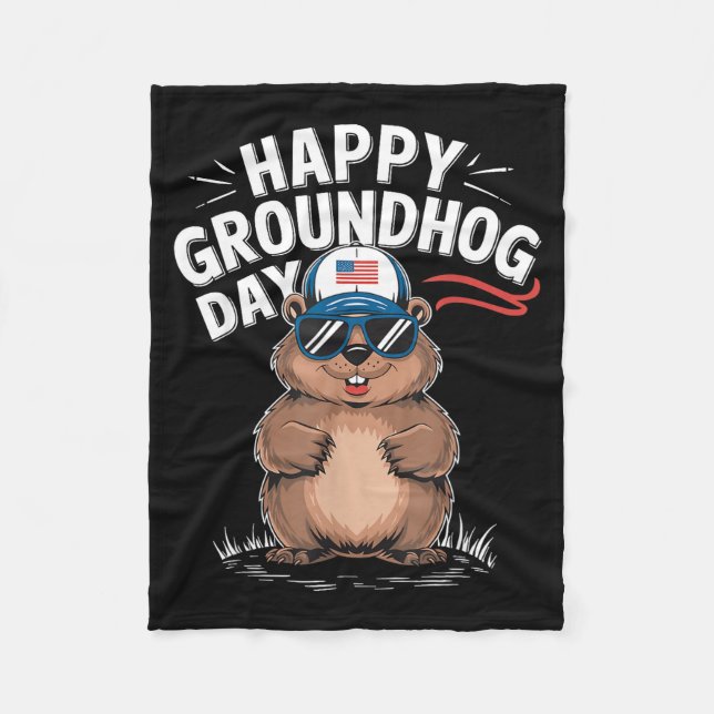 Rolig Glad Groundhog-dagen  Fleecefilt (Framsidan)