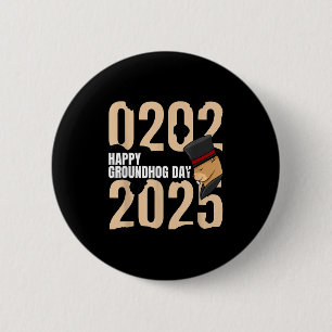 Rolig Glad Groundhog Day 2 februari 2025 Helgdag Knapp