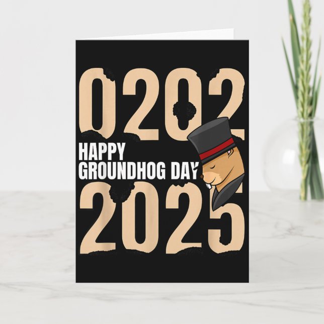 Rolig Glad Groundhog Day 2 februari 2025 Helgdag Kort (Framsida)