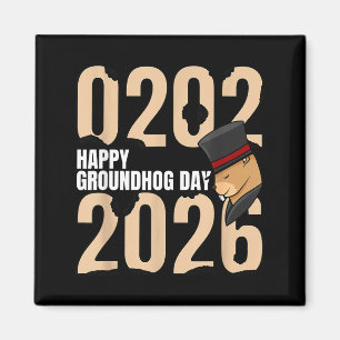 Rolig Glad Groundhog Day 2 februari 2026 Helgdag Magnet
