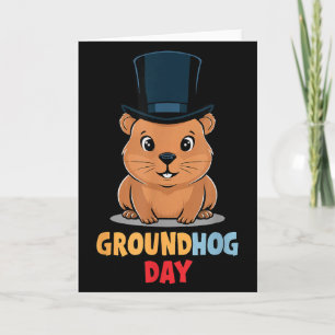 Rolig Glad Groundhog Day 2 februari Phils Helgdag Kort