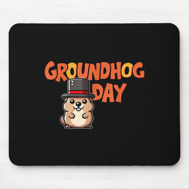 Rolig Glad Groundhog Day 2 februari Phils Högtid Musmatta (Framsidan)
