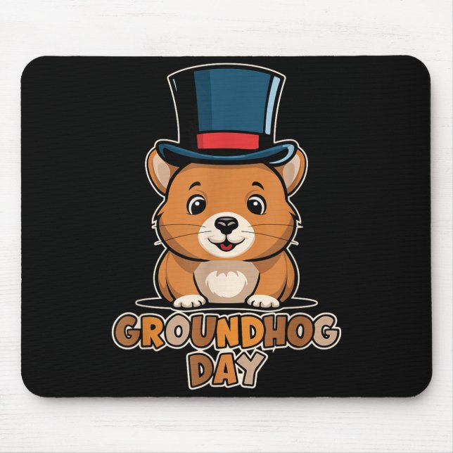 Rolig Glad Groundhog Day 2 februari Phils Högtid Musmatta (Framsidan)