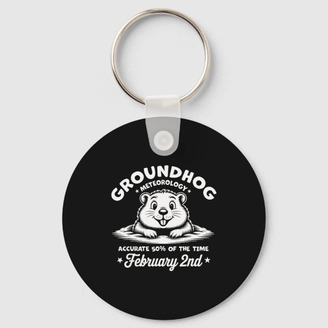 Rolig Glad Groundhog Day 2 februari Phils Meteo Nyckelring (Framsida)