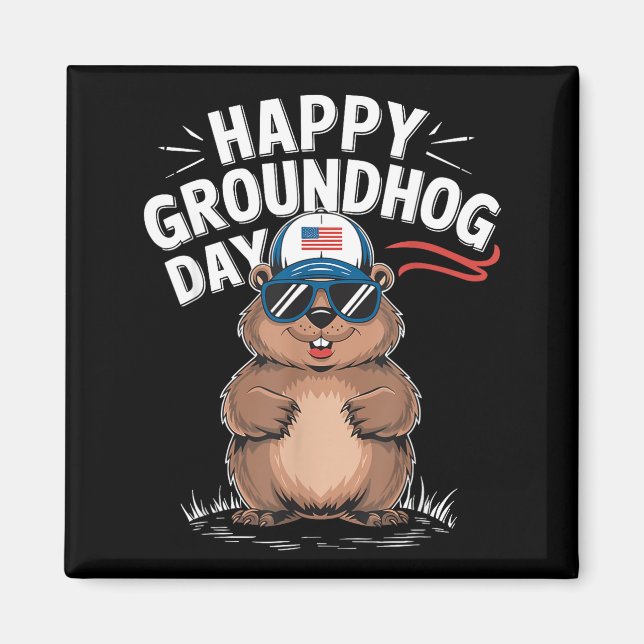 Rolig Glad Groundhog Day  Magnet (Framsidan)