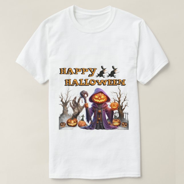 Rolig Glad Halloween Pumpa Häxa Halloween  T Shirt (Design framsida)