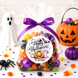 Rolig Glad Halloween Pumpa Spöken Fladdermus Förmå Runt Klistermärke