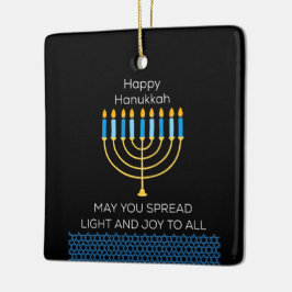 Rolig Glad Hanukkah Söt Blå Chanukah Unik Julgransprydnad Keramik