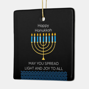 Rolig Glad Hanukkah Söt Blå Chanukah Unik Julgransprydnad Keramik