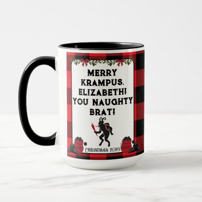 Rolig Glad Krampus Personlig Skräddarsydd Jul  Mugg (Vänster)