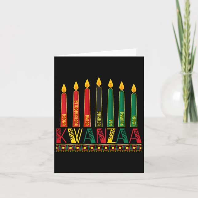 Rolig Glad Kwanzaa Kinara Principer Ljus Stekpanna Kort (Framsida)