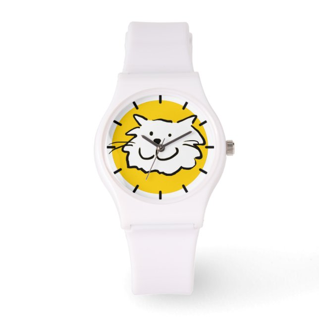 Rolig Glad Leende Katt Illustration Armbandsur (Framsida)