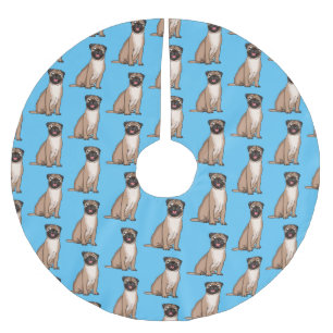 Rolig glad mops hund serieillustration julgransmatta borstad polyester