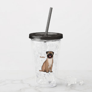 Rolig glad mops hund serieillustration take away mugg
