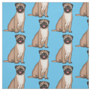 Rolig glad mops hund serieillustration tyg