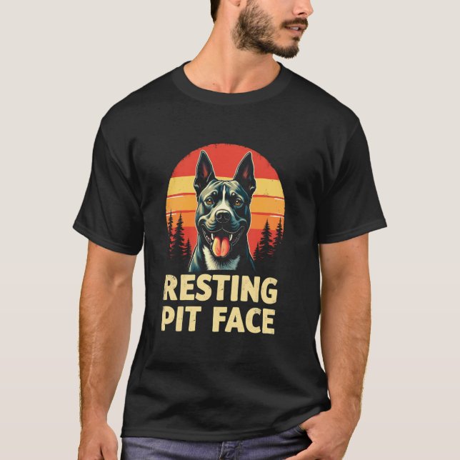 Rolig Glad Pitbull - Vila Pit Ansikte T Shirt (Framsida)