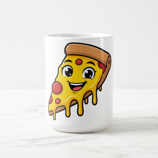 Rolig Glad Pizzabit med Stretchig Ost Söt  Kaffemugg (Center)