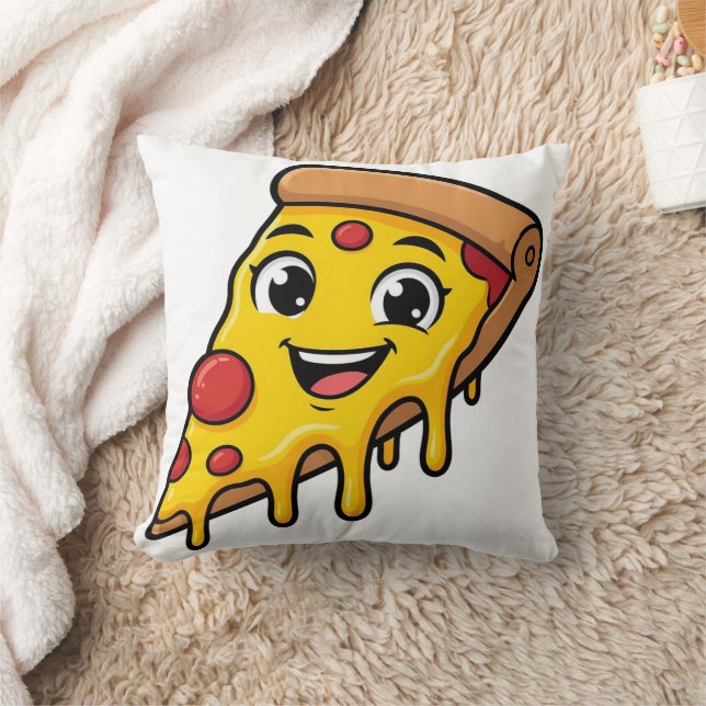 Rolig Glad Pizzabit med Stretchig Ost Söt  Kudde (Filt)