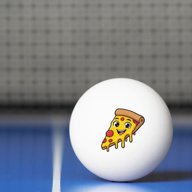 Rolig Glad Pizzabit med Stretchig Ost Söt  Pingisboll (Netto)
