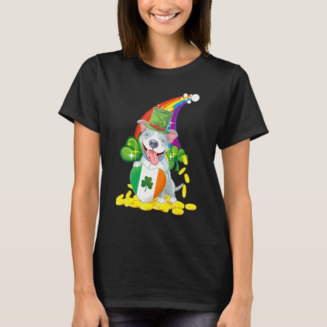 Rolig Glad St Patrick S Dag Shamrock Irländsk Pit  T Shirt (Framsida)