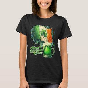 Rolig Glad St Patricks Day Irländsk Flagga Och Ölm T Shirt
