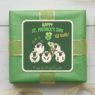 Rolig Glad St. Patrick's Day till Er Irländska Får Fyrkantigt Klistermärke