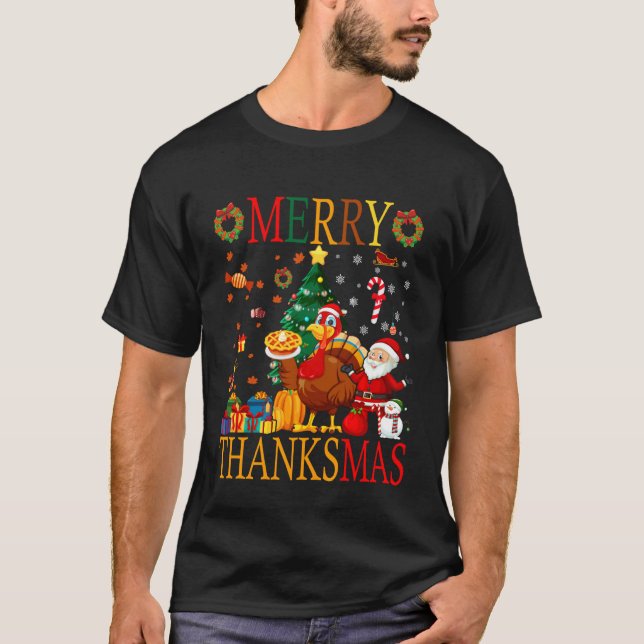 Rolig Glad Tackmas Pumpa Turk Thanksgiving  T Shirt (Framsida)