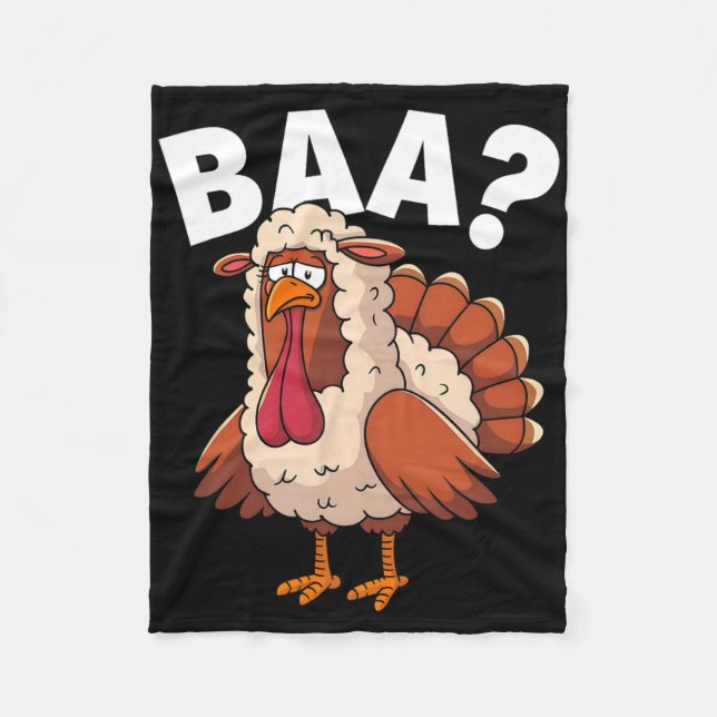 Rolig Glad Thanksgiving Kalkon En Lamm Kostym  Fleecefilt (Framsidan)
