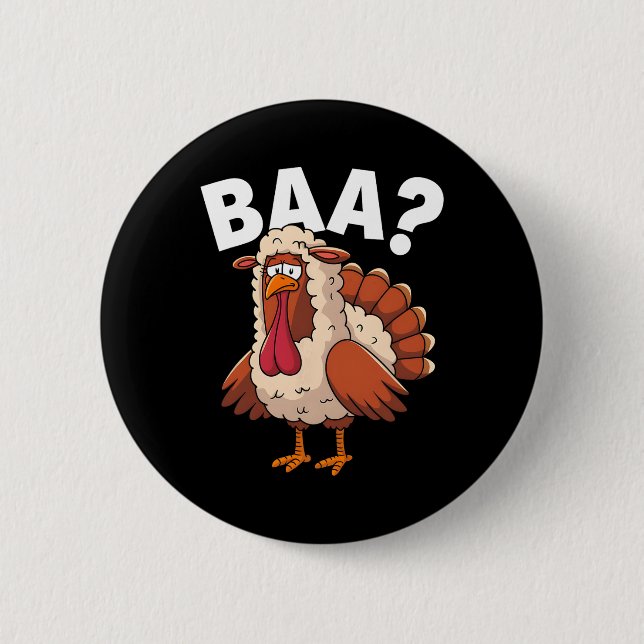 Rolig Glad Thanksgiving Kalkon En Lamm Kostym  Knapp (Framsida)