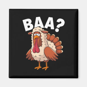 Rolig Glad Thanksgiving Kalkon En Lamm Kostym Magnet