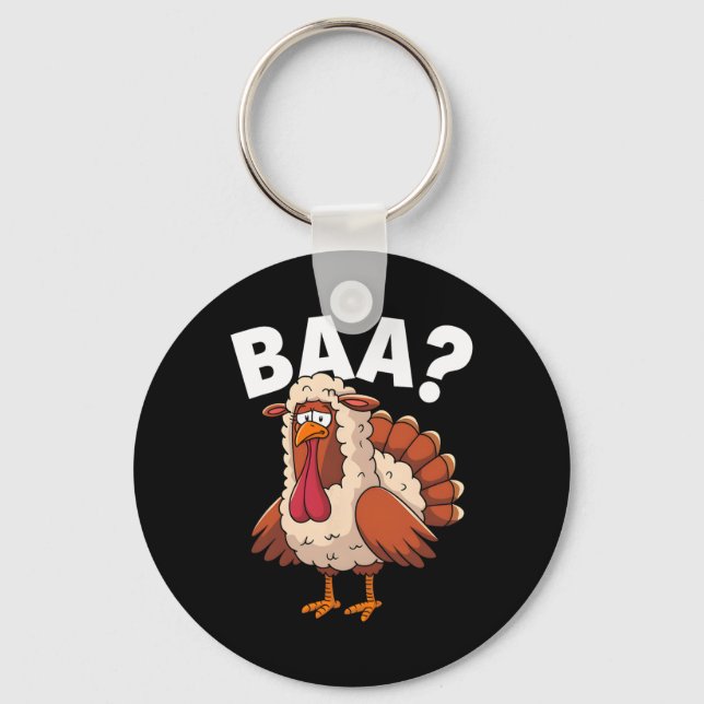 Rolig Glad Thanksgiving Kalkon En Lamm Kostym  Nyckelring (Framsida)
