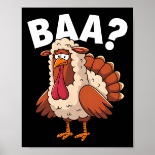 Rolig Glad Thanksgiving Kalkon En Lammkostym Poster