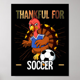 Rolig Glad Thanksgiving Kalkon Fotboll Älskare Poj Poster