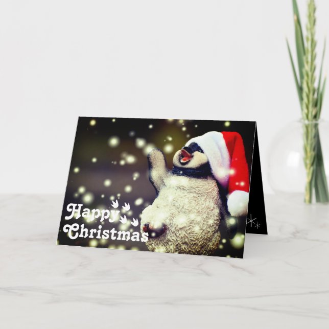 Rolig Glad Tomte Pingvin & God Jul Unik   Kort (Framsida)