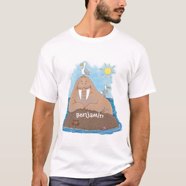 Rolig glad valross serieillustration t shirt (Framsida)