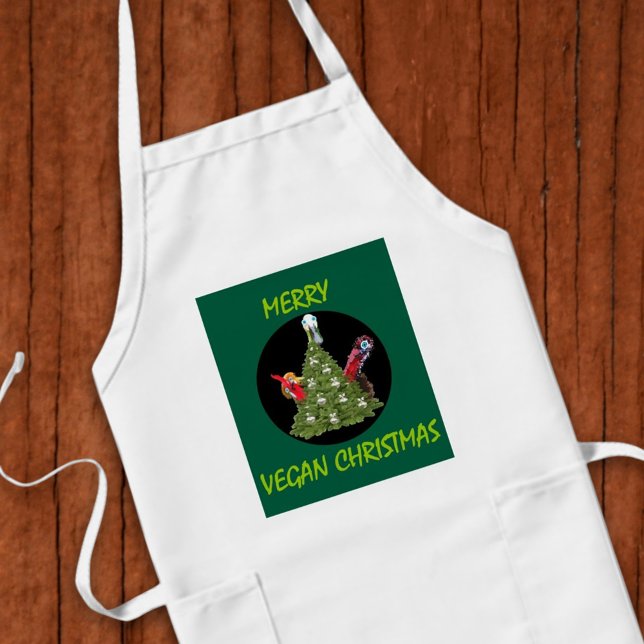 Rolig glad vegansk jul för vegetarianer långt förkläde (Merry Christmas animal lovers)