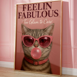 Rolig Glam Katt Väggkonsttryck | Fantastisk Rosa K Poster