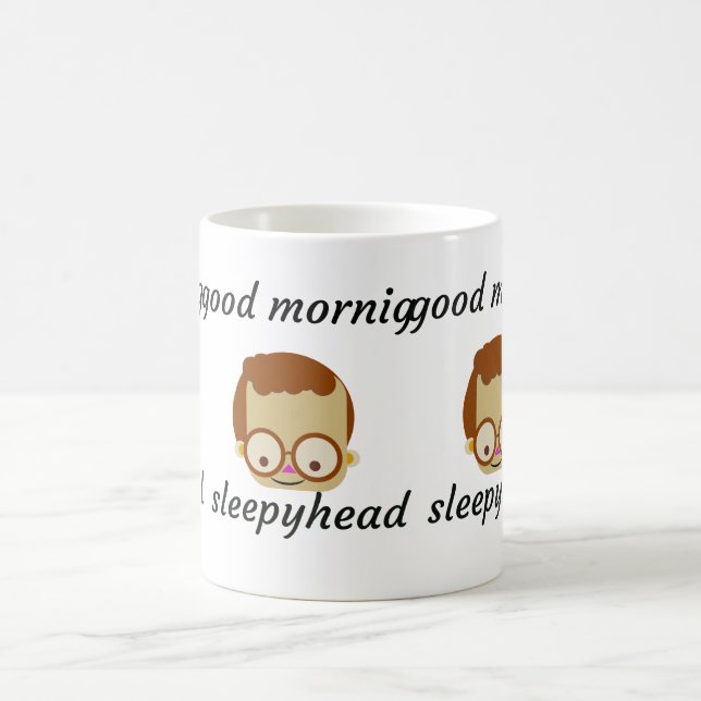 Rolig Glitch-text God Morgon Kaffe Mugg | Aesthe (Center)