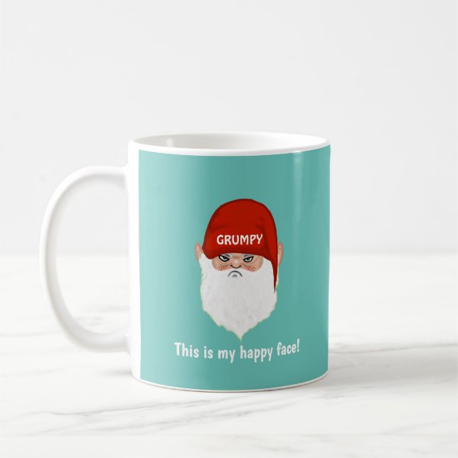 Rolig Gnaven Gnom Ansikte på Turkos Kaffemugg (Vänster)
