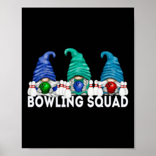 Rolig Gnom Bowlingsquad För Familj Söt Bowling Poster
