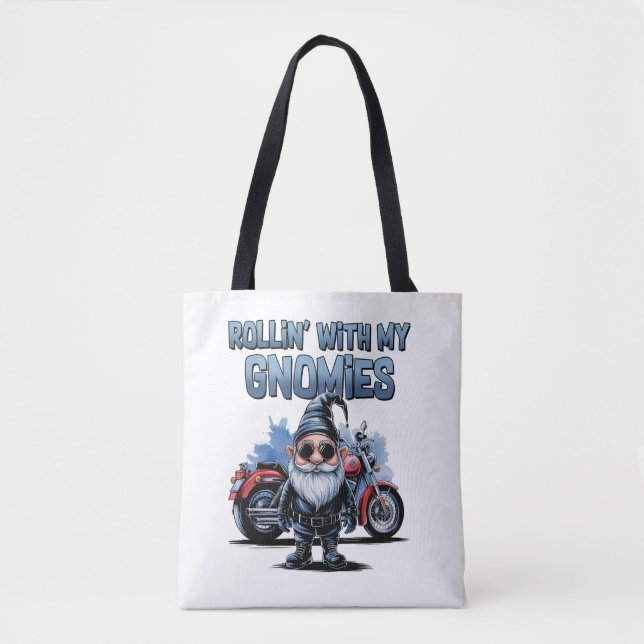 Rolig Gnom-Totebag För Motorcyklist Tygkasse (Framsida)