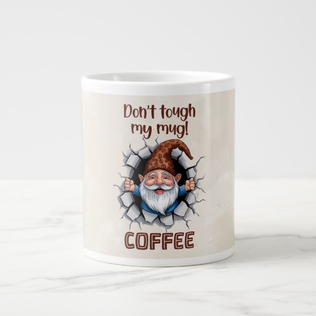 Rolig Gnome Kaffemug – “Rör inte min mug” Jumbo Mugg (Framsidan)