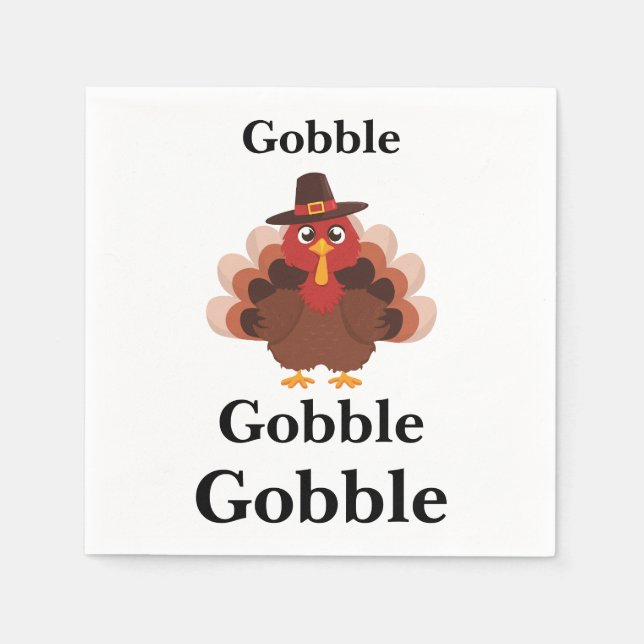 Rolig Gobble Thanksgiving Söt Minimalistisk Kalkon Pappersservett (Framsidan)