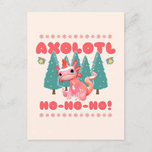 Rolig God Jul Axolotl Ho-Ho-Ho! Helg Vykort