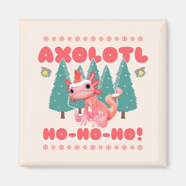 Rolig God Jul Axolotl Ho-Ho-Ho! Magnet (Framsidan)