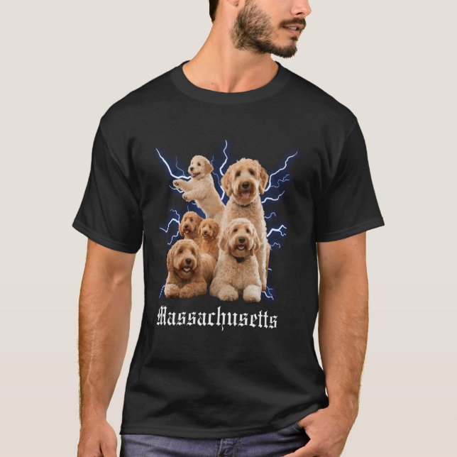 Rolig Golden Doodle Bootleg Massachusetts T Shirt (Framsida)